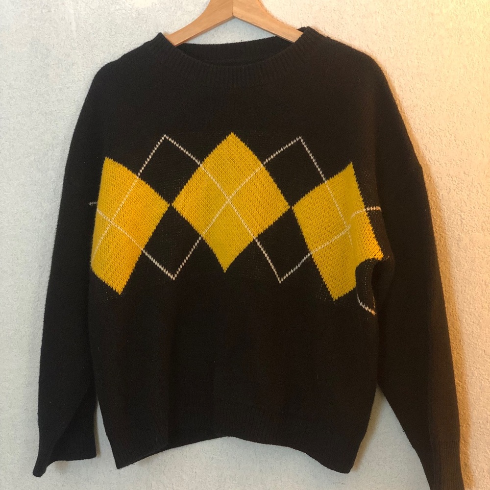 Vintage Argyle Colorblock Sweater